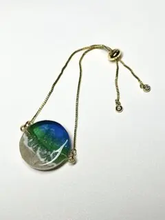 海　ブレスレット　アンクレット　ハンドメイド　レジン　ラインストーン付　調節可能