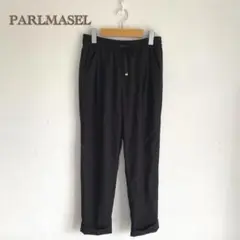 パールマシェール】スラックス　イージーパンツ　タックパンツ　クロップド　黒　38