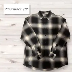 GU フランネルシャツ ブラック/ホワイトチェックシャツ