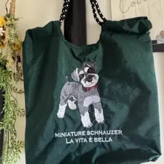 トートバッグ　ショルダーバッグ　お散歩バック　ミニチュアシュナウザー　シュナ