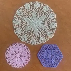 ハンドメイド レース編み ドイリー・コースター 3枚セット