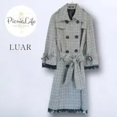 美品❤【LUAR】 グレンチェック柄トレンチコート レース ロングコート 春 L