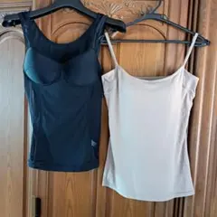 レディース カップ付きインナー 2枚セット　ブラトップ　黒&べージュ