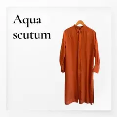 【極美品】Aquascutum シャツワンピース M テラコッタ色 羽織