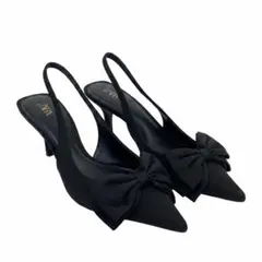 ZARA ブラックリボンポインテッドトゥミュールのサムネイル