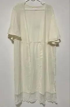 earthmusic&ecology レース付きロングカーディガン