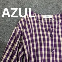 ワンピース AZUL ギンガムチェック パープル ロング