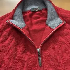 赤 ニット ジッパー セーター