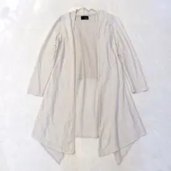 グランターブル　ロングカーディガン　シフォン切替　アイボリー　春夏　シンプル　Mのサムネイル