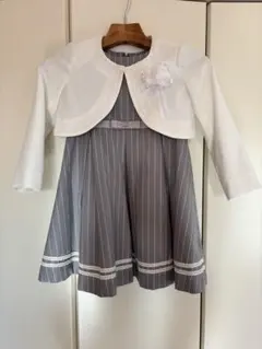 入学式　フォーマルセット グレー ストライプワンピース　美品　120センチ