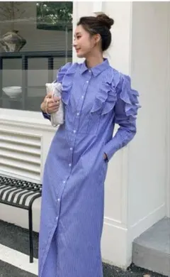【週末セール】birthdaybash ストライプ　シャツワンピ　ロングシャツ