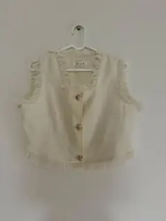 Y*i様 アイボリー フリンジ ノースリーブベスト