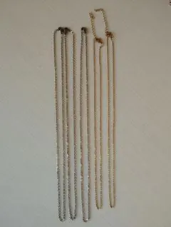 【新品未使用】収納袋付きシルバー とゴールドのチェーンネックレス 5本セット