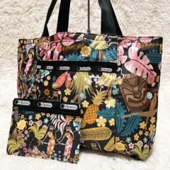 【大容量】レスポートサック トートバッグ リバーシブル ハワイ限定 ワヒネフラ柄