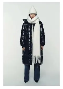 完売品⭐︎ZARA シャイニーロングアノラック S ブラック