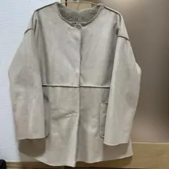 ベージュ ムートンコート フリース裏地付き