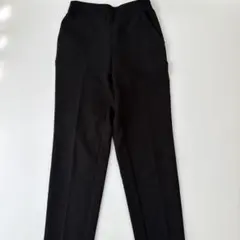 黒 ストレートパンツ ゴムウエスト サイドポケット
