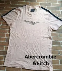 【アバクロ】ロゴプリント Tシャツ ピンク Lサイズ 肩ライン 袖ライン