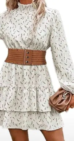 ブラウン ストレッチベルト 幅広