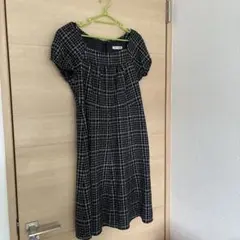 BLEU CÉLESTE チェック柄 半袖ワンピース 38