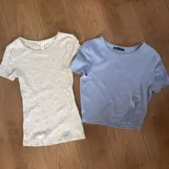 ZARA H&M ライトグレー・ライトブルー 半袖Tシャツ 2枚セット