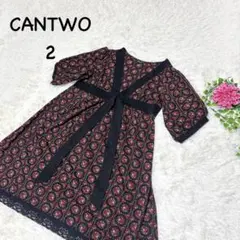 3691キャンツー【F】花柄半袖ワンピース シフォン風　ウエストマーク　裾レース