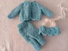 ドール用 ニット3点セット 水色 　リカちゃん　Licca outfit