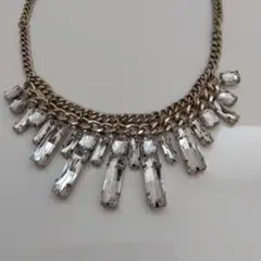 クリスタルビーズ付きシルバーネックレス レディースチョーカー