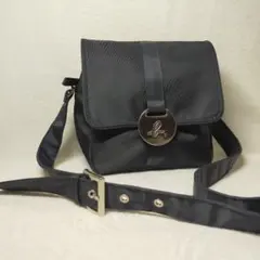 美品 アニエスベー ショルダーバッグ ロゴ金具 シルバー ナイロン