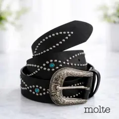 スタッズウエスタンベルト Y2K アメカジ グランジ ターコイズ 黒 男女兼用