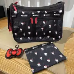 レスポートサック ハローキティ ショルダーバッグ リボン結び ブラック ポーチのサムネイル
