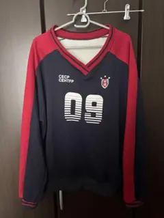 トレーナー ネイビー/レッド Vネック 番号09 Lサイズ