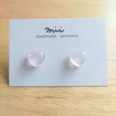 No.411 天然石 ローズクオーツ ハート 小ぶり ピアス 樹脂