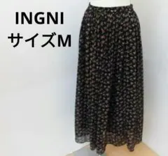 《値下げ》 INGNI イング ロングスカート 黒 花柄 M