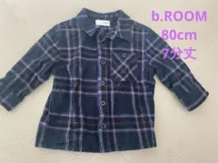 b. ROOM ネイビー チェック ７分丈シャツ 80cm