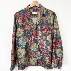 シルク100 JIM THOMPSON 花柄 長袖シャツ Ｍ
