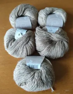 ■メランジ調ウール混■ベージュ系毛糸 5玉セット■未使用/美品■