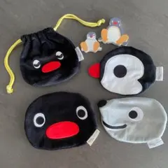 ピングー ふわふわフェイスポーチ&巾着 フェイス巾着 ウッド 木製 置物 飾り