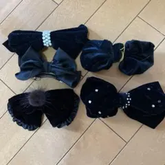 黒いベルベットリボンヘアアクセサリーセット