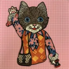 猫　ワッペン　刺繍アイロン
