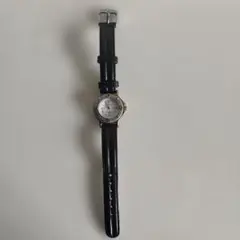 ジャンク品アナログクォーツ腕時計 ブラックレザー