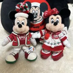 お顔厳選⭐️ディズニー クリスマス ミッキーミニー レトロ ぬいぐるみバッジ