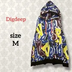 Digdeep【M】総柄プルオーバーパーカー ゆるだぼ フード 派手 個性