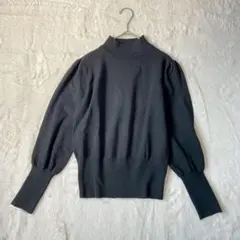 セゾンドパピヨン ハイネックニット パフスリーブ M ウール混 洗える トップス