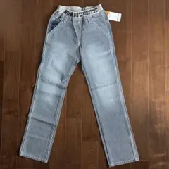 新品タグ付き　長ズボン　160　ロングパンツ　デニムパンツ　青　ストライプ