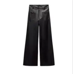 専用ZARA フェイクレザーワイドパンツ 裏起毛 ストレッチ EUR38