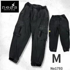 neos ネオス カーゴパンツ M 黒 ケミカル ストレッチ ミリタリー 春秋のサムネイル