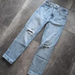 ZARA ストレートデニムダメージ ブルー EUR36
