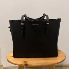 チャールズ＆キース クラシックダブルハンドル トートバッグ Black