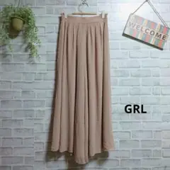 GRL ガウチョパンツ ワイドパンツ 無地 ストレッチ 大人可愛い ゆったり M